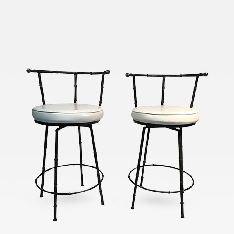 Gorgeous Pair of Giacometti Style Faux Bamboo Bar Stools