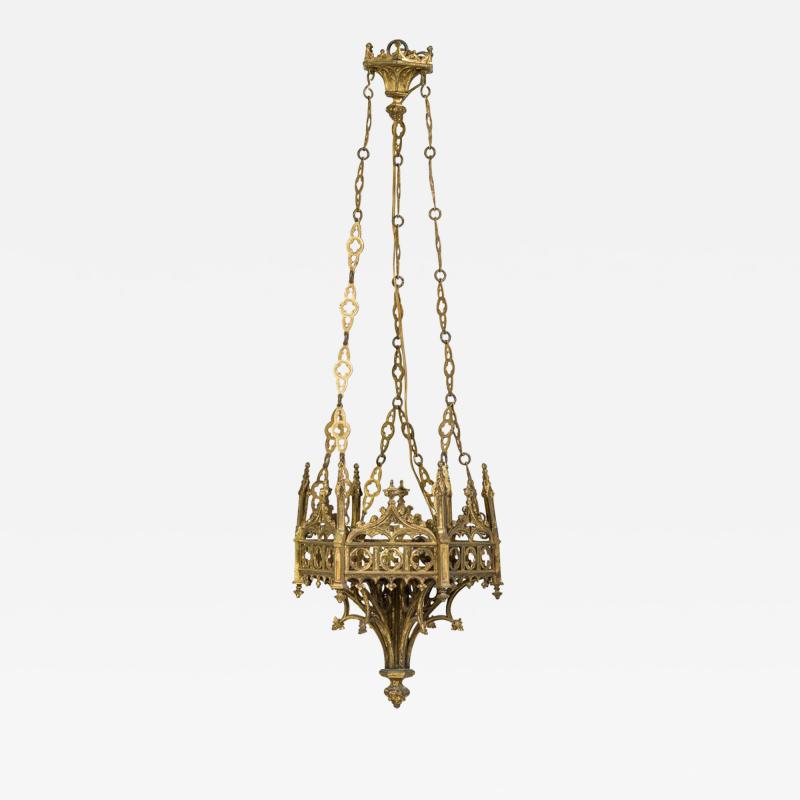 Gothic Revival Gilt Bronze Sanctuary Chandlier