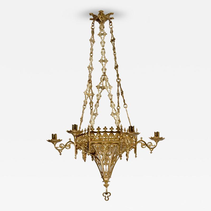 Gothic Revival Hexagonal Six Light Chandelier