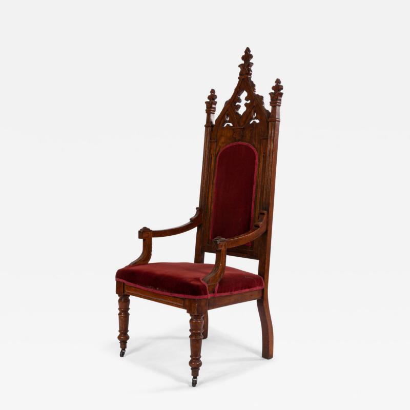 Gothic Revival Velvet Arm Chair