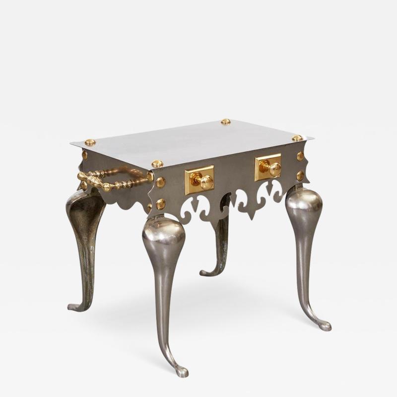 Gothic Steel and Brass Drinks Table