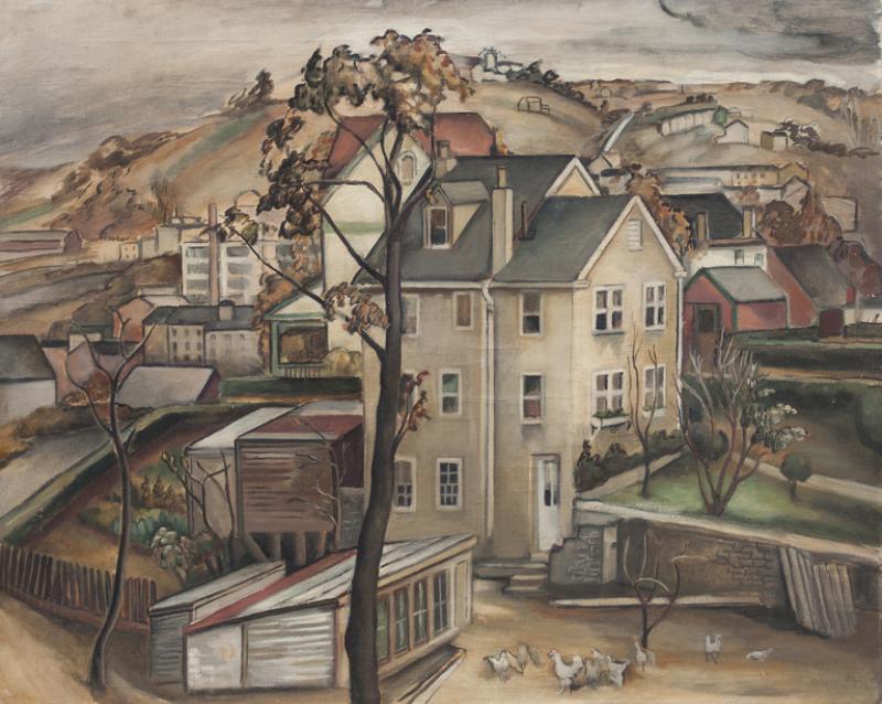 Grace Gemberling Keast Oil on Canvas Manayunk Scene by Grace Gemberling Keast