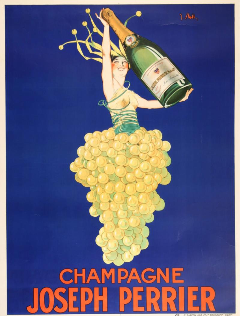 Grand French Poster for Joseph Perrier Champagne 1930