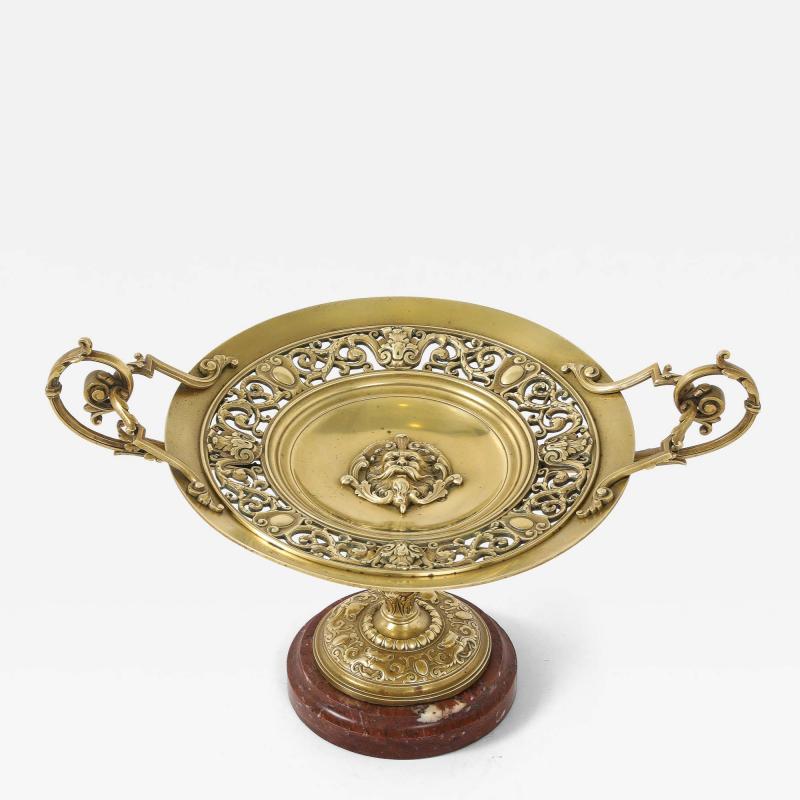 Grand Tour French Bronze Tazza With Rose Marble Base