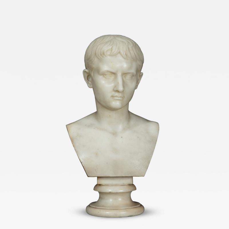 Grand Tour Italian Antique Marble Bust Sculpture Young Caesar Augustus 