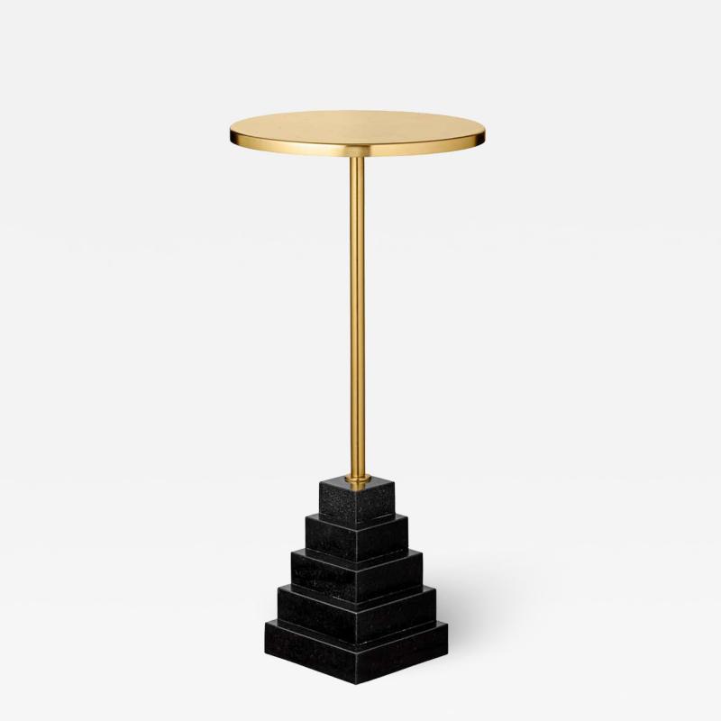 Granite and Steel Gold Top Side Table