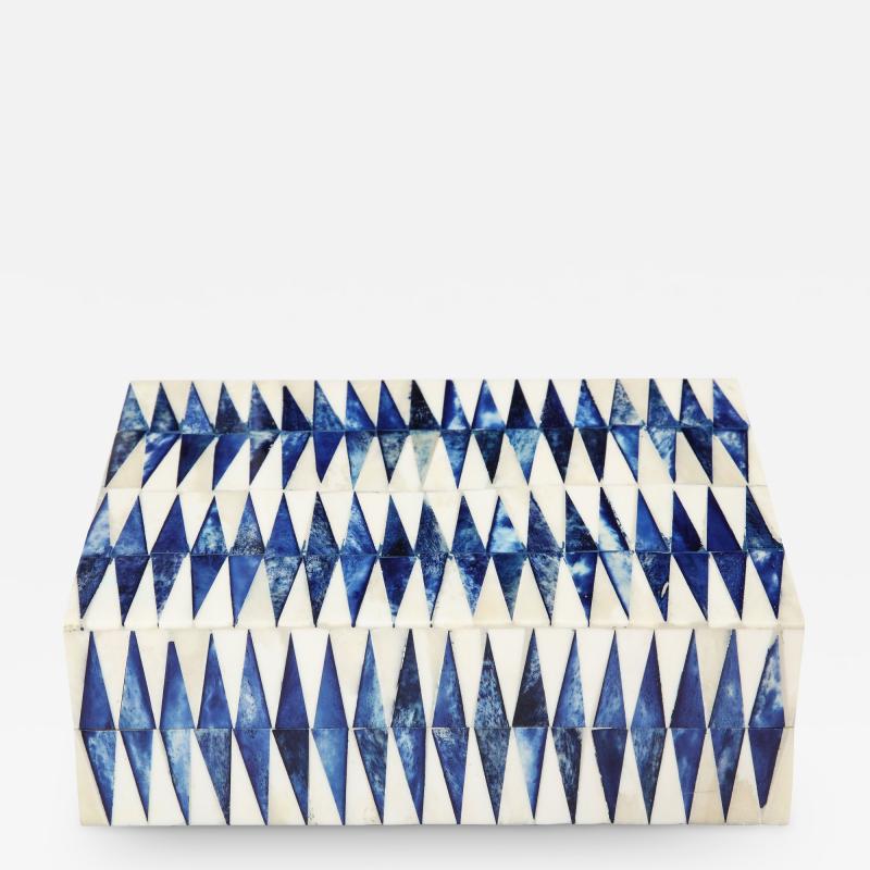 Graphic Pattern Blue Natural Bone Box