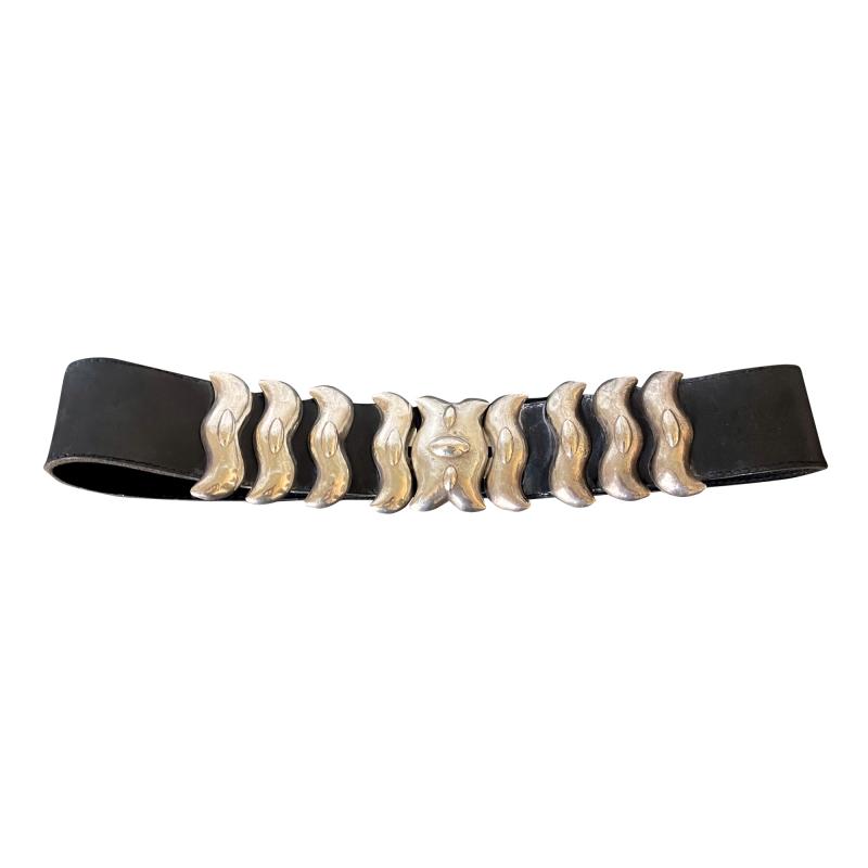 Graziella Laffi Bespoken Leather Belt with Sculptural Sterling Buckles Graziella Laffi