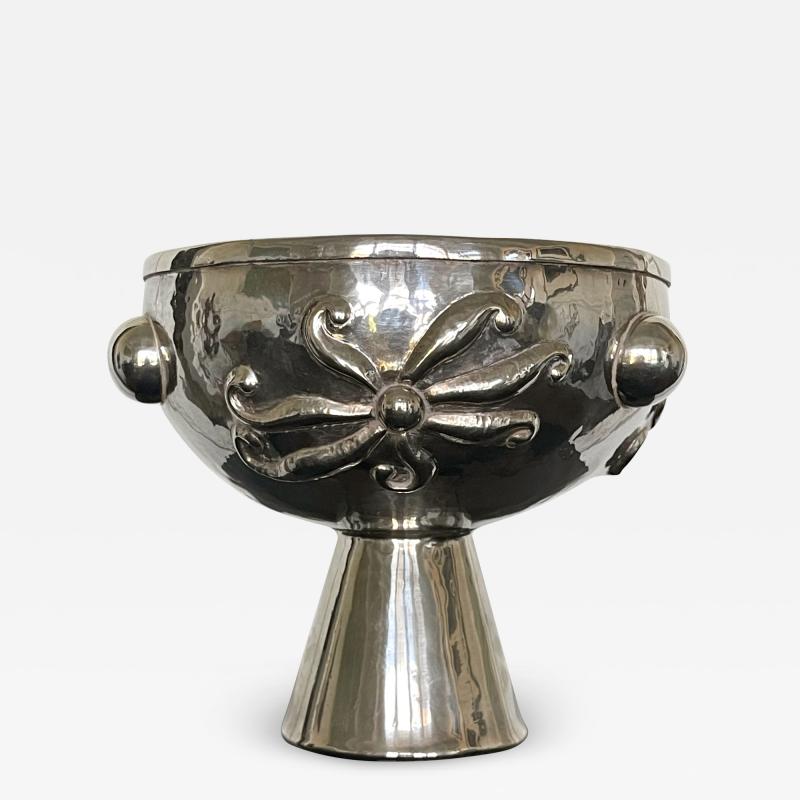 Graziella Laffi Sculptural Silver Center Bowl with Relief Surface Graziella Laffi