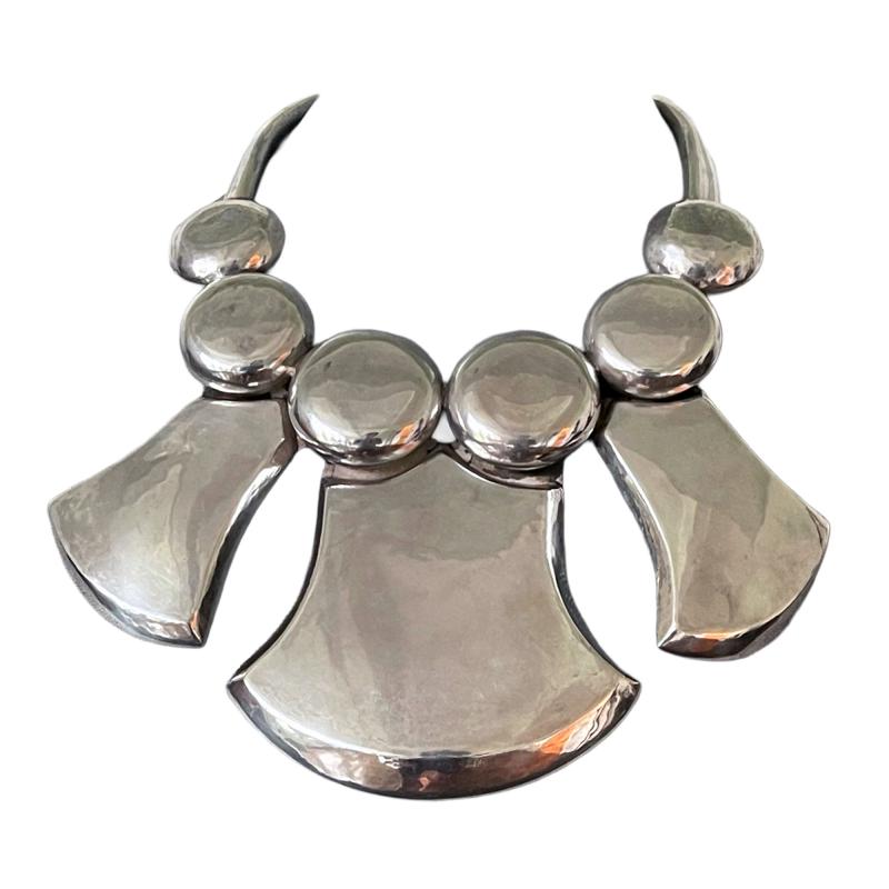 Graziella Laffi Sculptural Sterling Silver Choker Necklace by Graziella Laffi