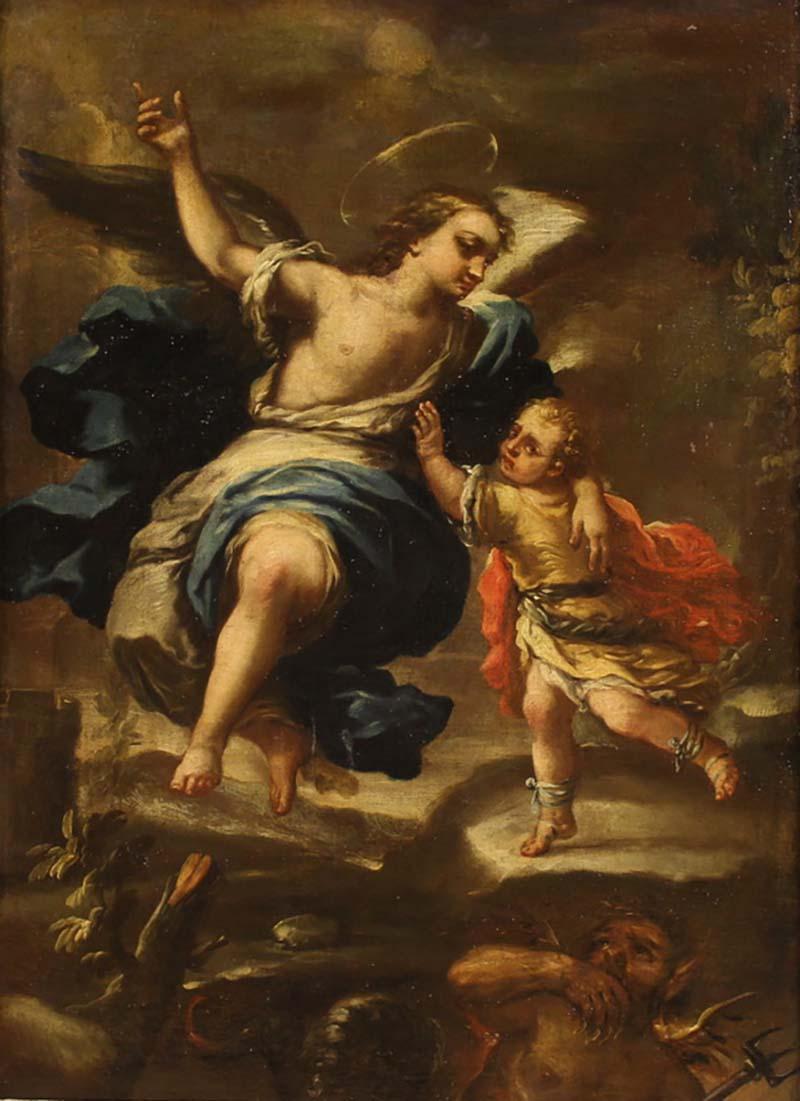 Great 17th century Italian painting Tobias and the Angel