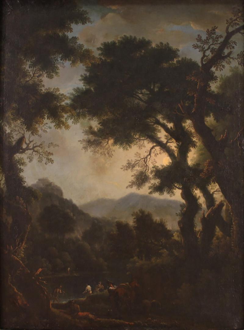 Great 18th century landscape painting with figures