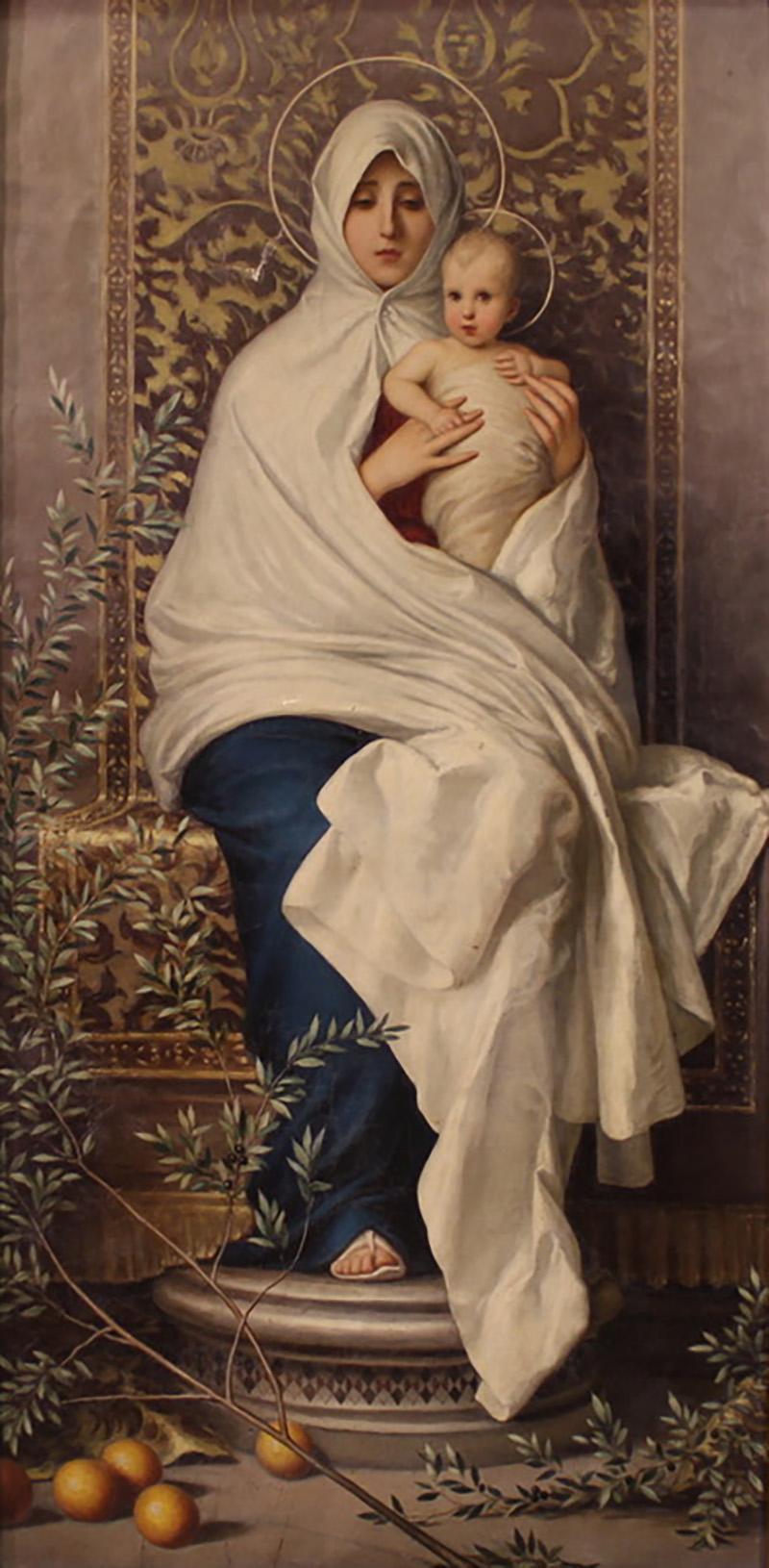 Great 19th century Italian painting Our Lady of the Olive Tree