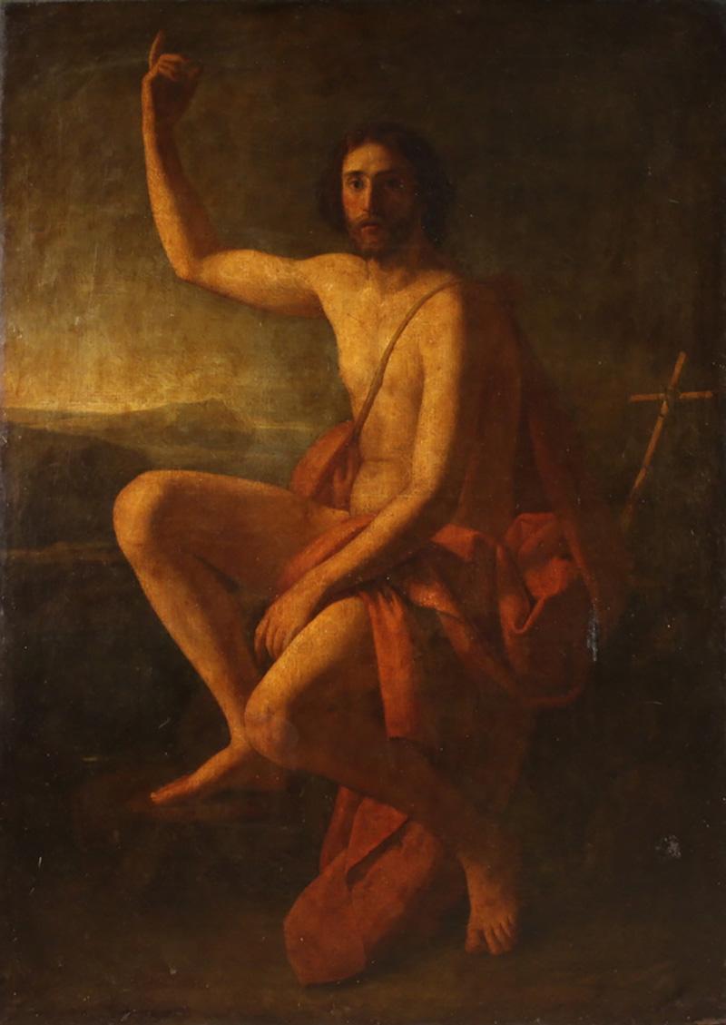 Great 19th century Italian painting Saint John the Baptist