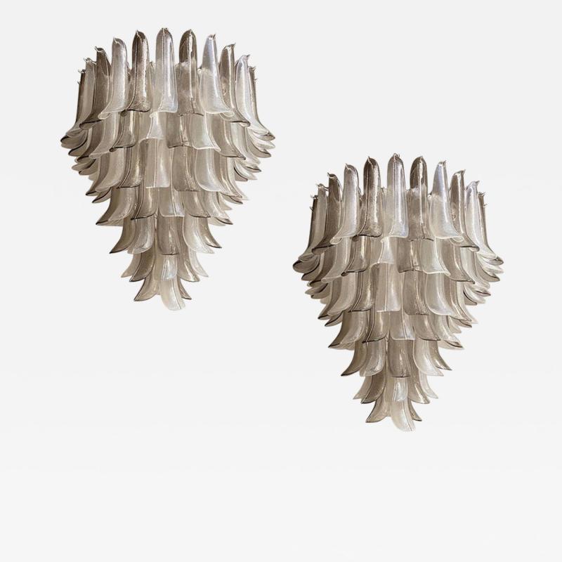 Great Pair of Chandeliers in Precious Murano Glass