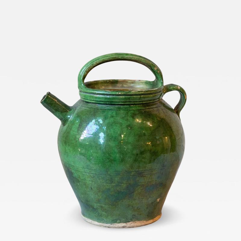 Green Glazed Terracotta Jug Late 19th Early 20th Century