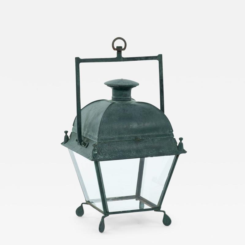 Green Painted French Tole Stable Lantern