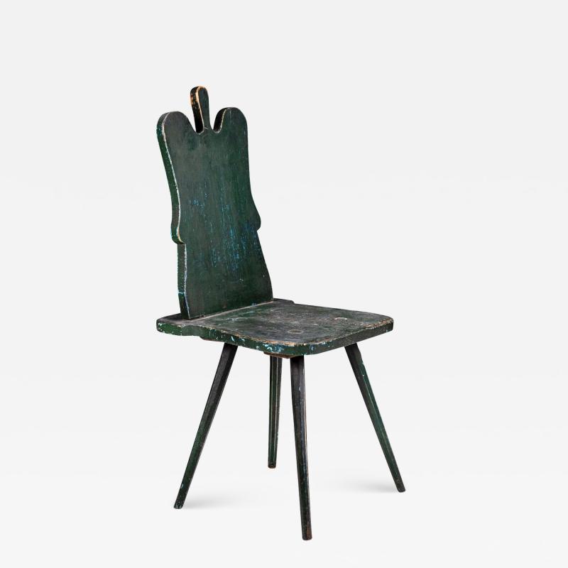 Green Painted Swedish Folk Art Chair