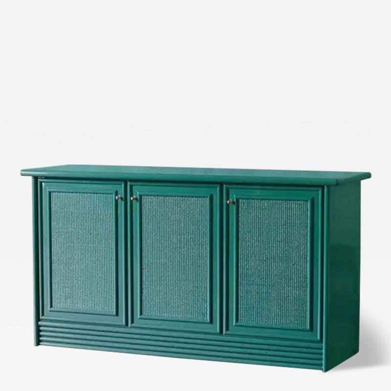 Green Sideboard With Brass Details Lacquered Series