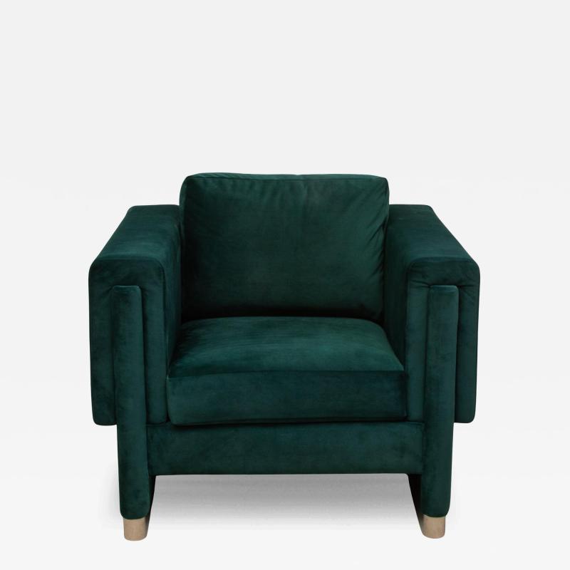 Green Velvet Chair with Stainless Steel Details by MOGUL IN STOCK