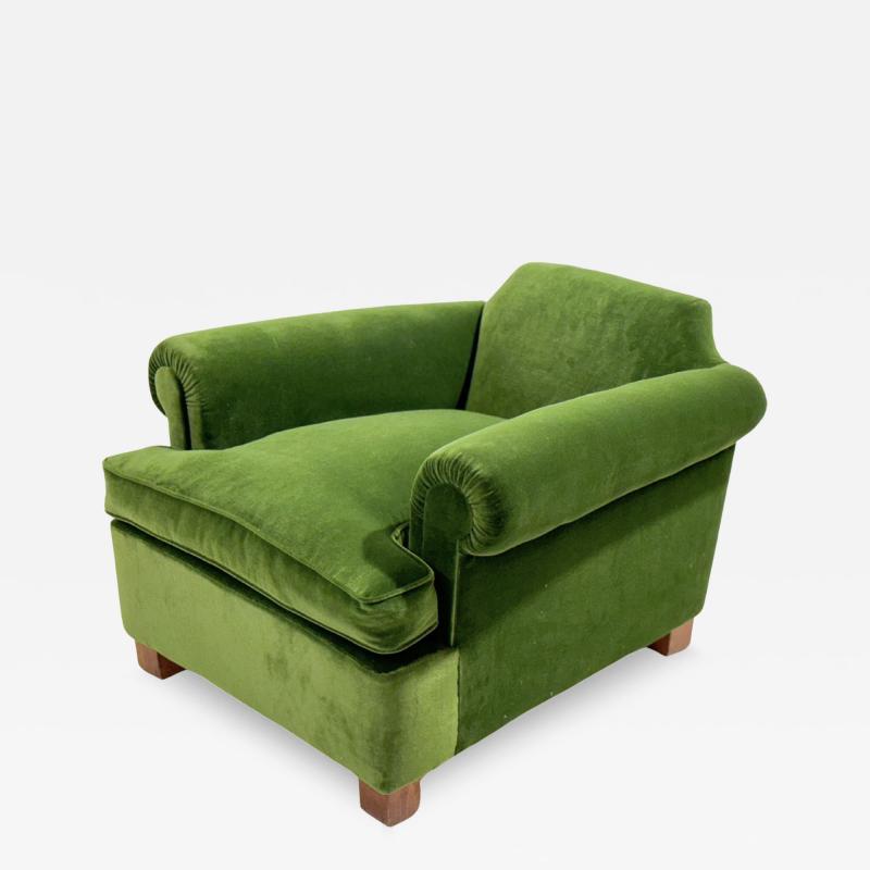 Green Velvet Club Armchair 1940s
