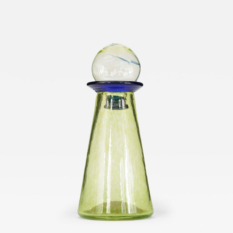 Green and Blue Tinted Glass Decanter