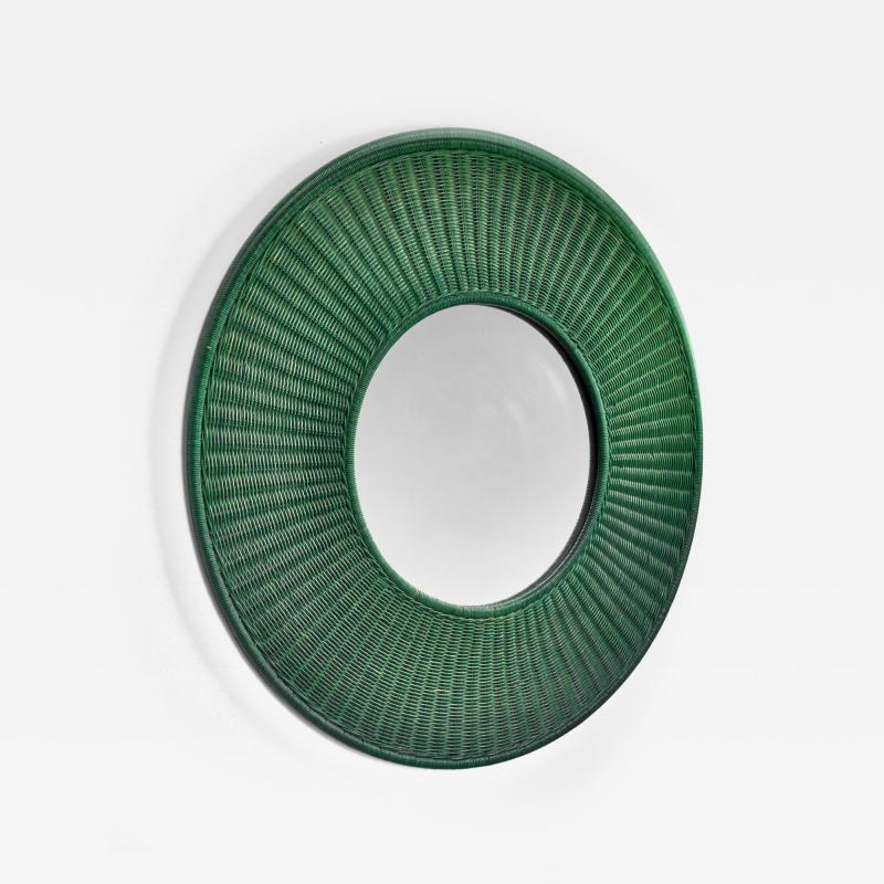 Green cane wall mirror