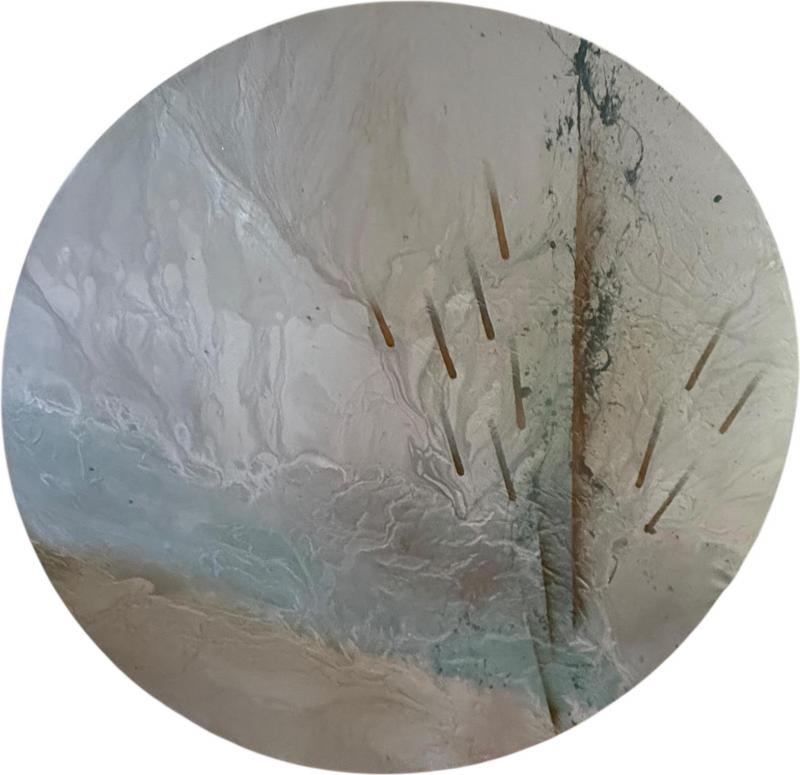 Greg Copeland LARGE SCALE POST MODERN ROUND ABSTRACT PAINTING ON CANVAS BY GREG COPELAND