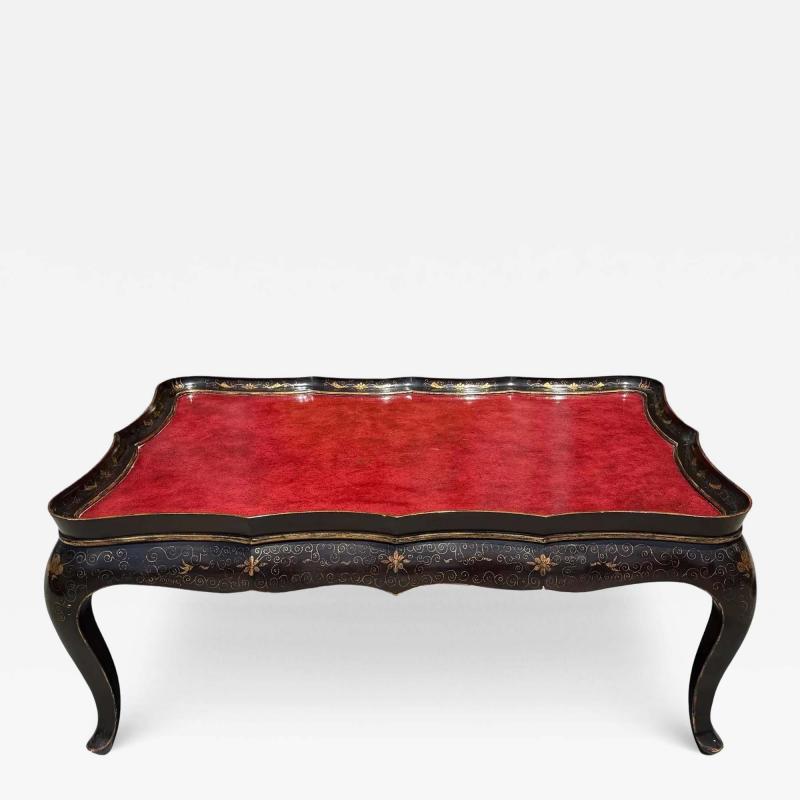 Gregorius Pineo Gregorius Pineo Chinoiserie Coffee Cocktail Table W Red Leather Top
