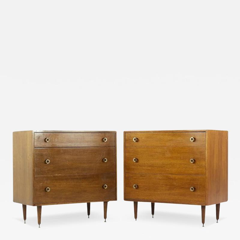 Greta Grossman for Glenn of California Mid Century Walnut 3 Drawer Chest Pair