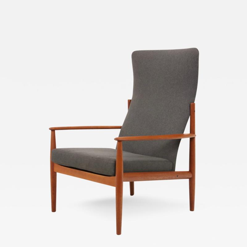 Grete Jalk Distinctive Scandinavian Modern Tall Back Teak Armchair Designed by Grete Jalk