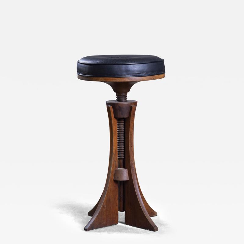 Grete Jalk GRETE JALK BLACK LEATHER STOOL