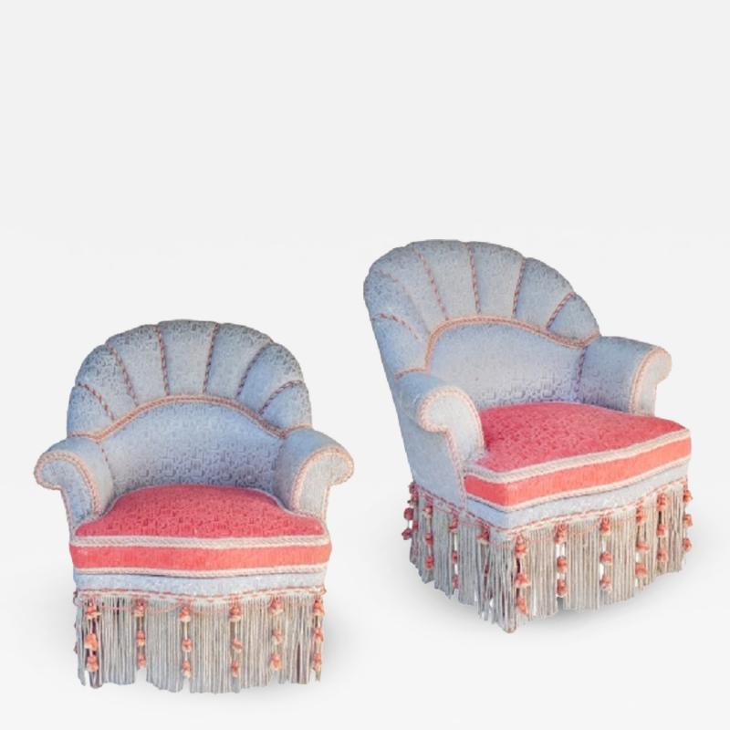 Grey Silk Slipper Chairs