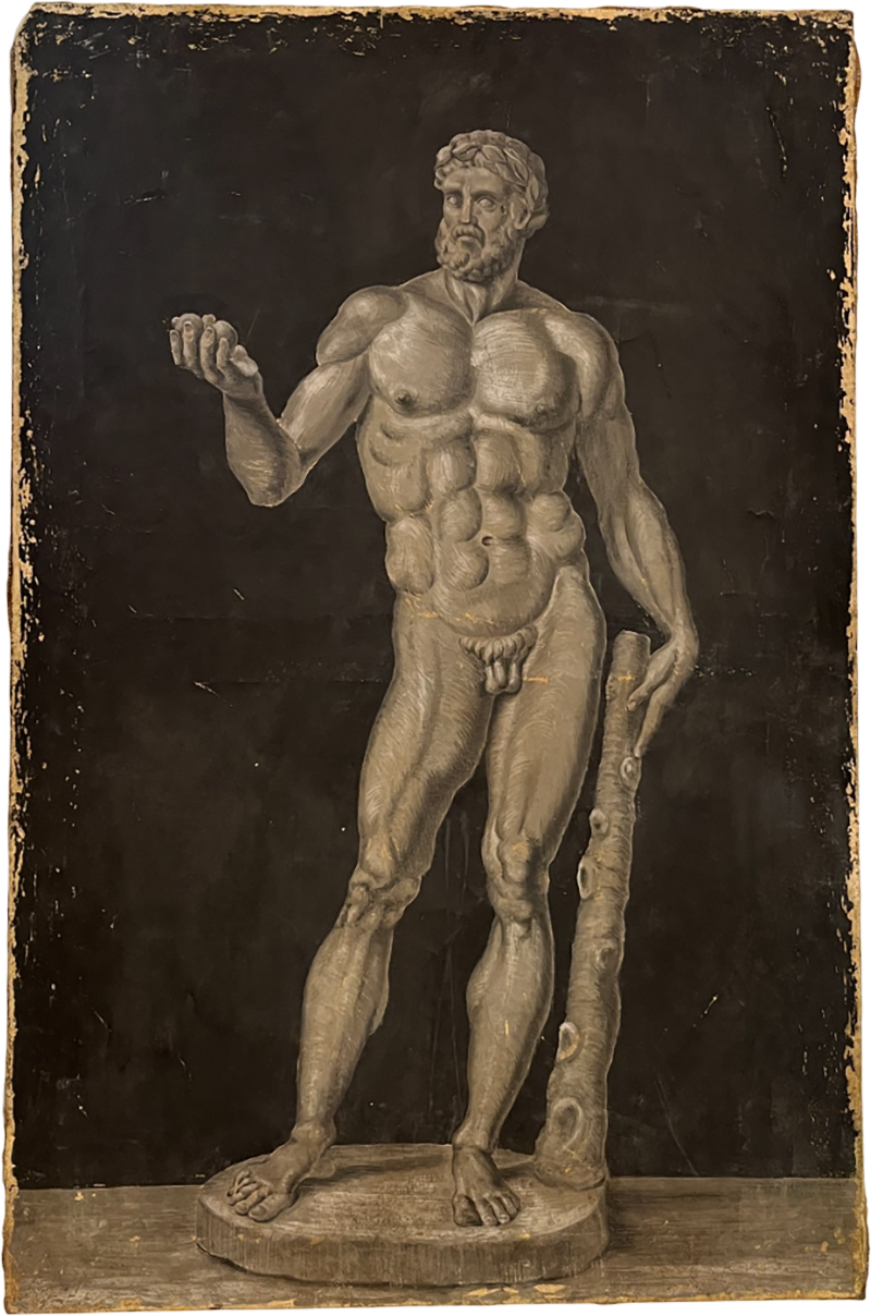 Grisalla Nude of an Athlete Oil on Canvas 19th century