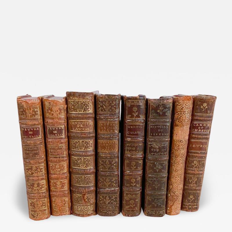 Group of Eight Antique French Books 18th Century