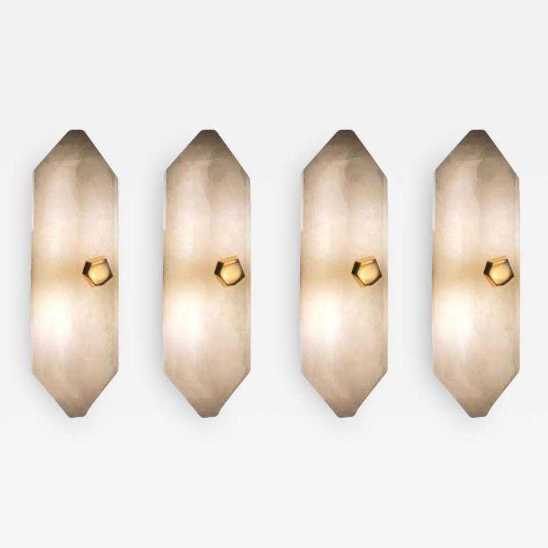 Group of Four Diamond Form Rock Crystal Sconces by Phoenix