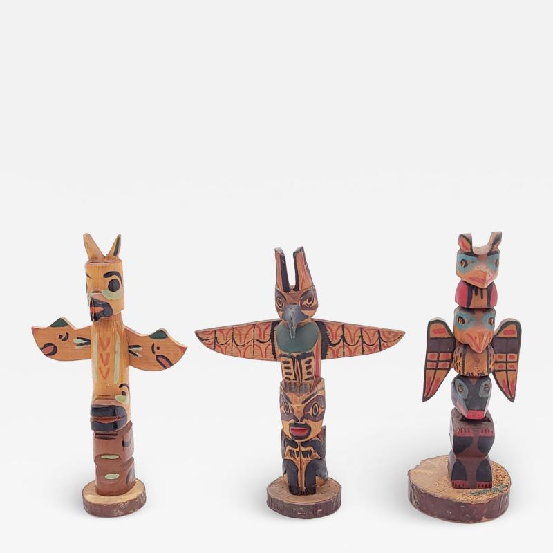 Group of Three NW Coast Indian Totem Pole Models