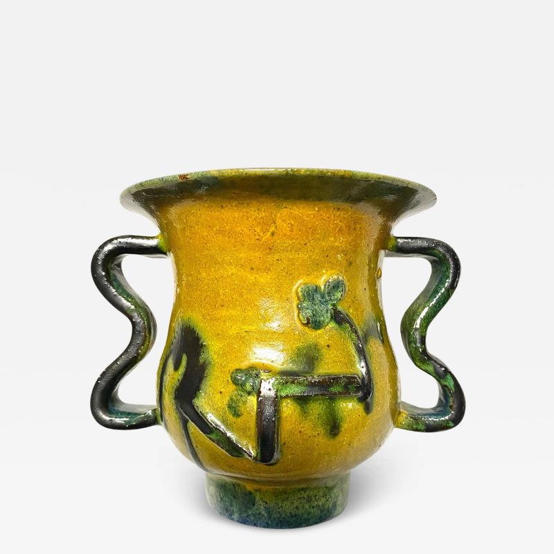 Gudrun Baudisch Polychrome Ceramic Vase by Gudrun Baudisch for Wiener Werkst tte