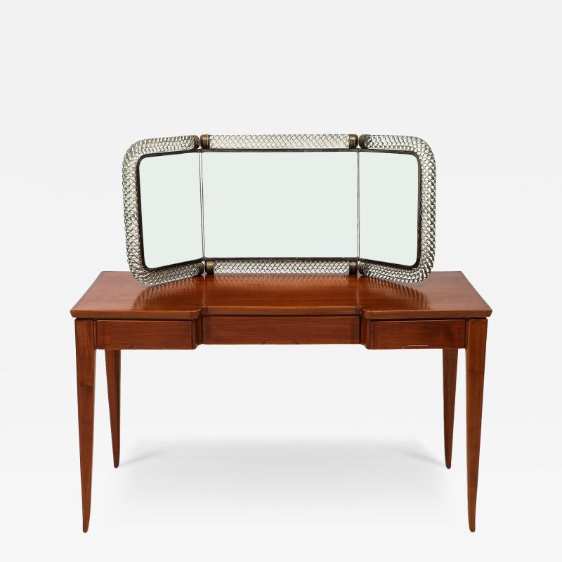 Guglielmo Pecorini Rare Vanity Table with Venini Folding Mirror Model No 21 by Guglielmo Pecorini