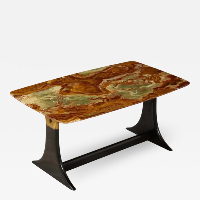 Guglielmo Ulrich Guglielmo Ulrich Walnut Agate and Brass Coffee Table Italy circa 1950