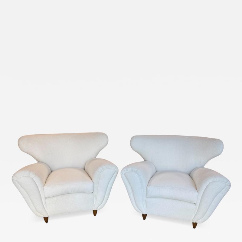 Guglielmo Ulrich Pair of Italian Boucle Armchairs Attributed to Guglielmo Ulrich