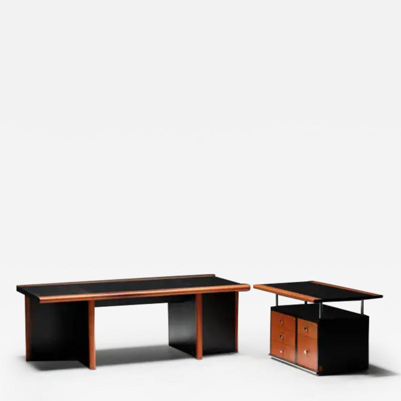 Guido Faleschini Cognac Leather Desk by Guido Faleschini for Mariani Italy 1970s