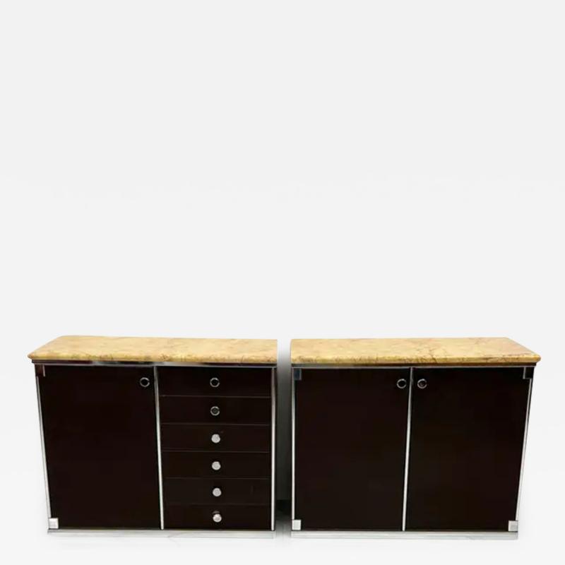 Guido Faleschini Guido Faleschini for Mariani Leather and Suede Wrapped Marble Topped Cabinets