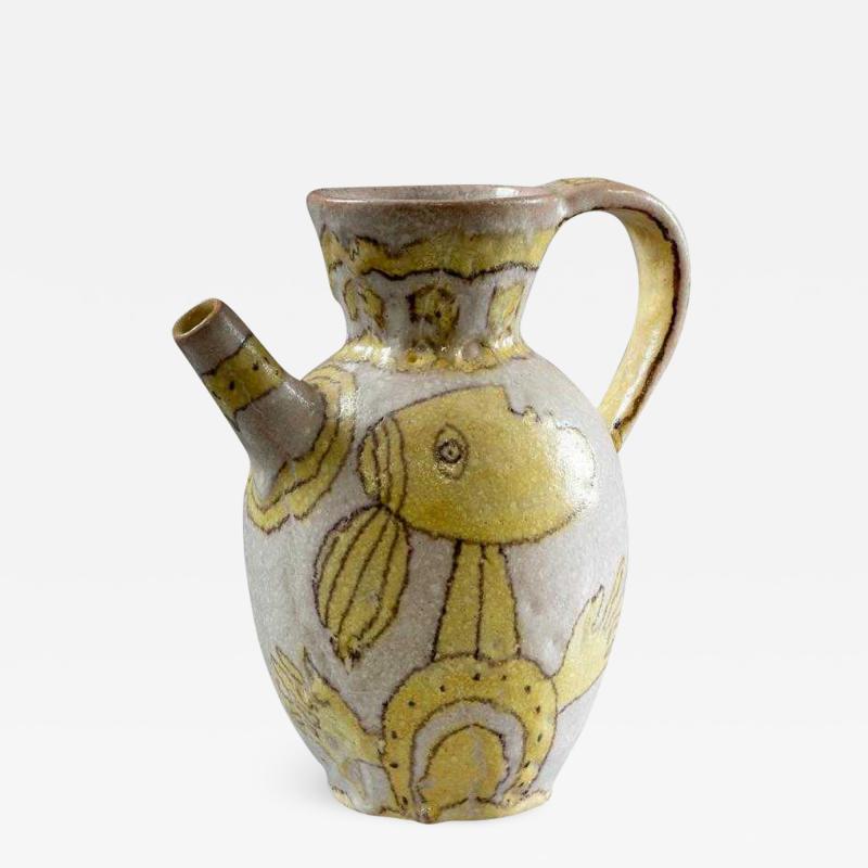 Guido Gambone Italian Glazed Stoneware Pitcher by Guido Gambone