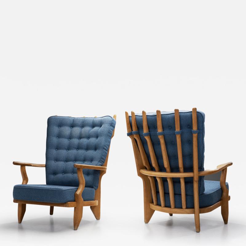 Guillerme et Chambron A Pair of Guillerme et Chambron Grand Repos Lounge Chairs France 1950s