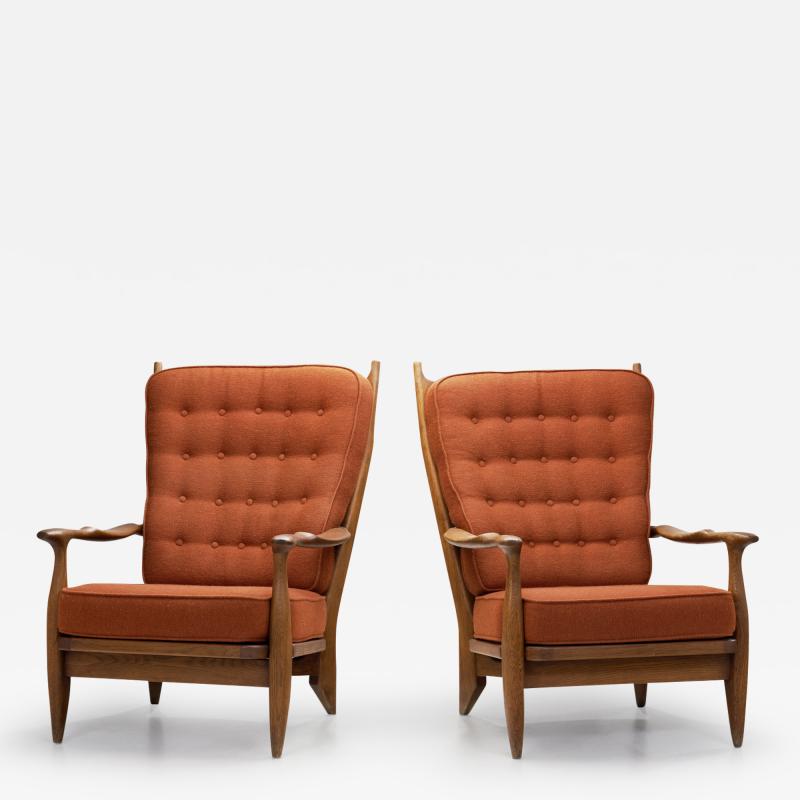Guillerme et Chambron A Set of Solid Oak Edouard Armchairs by Guillerme and Chambron France 1960s