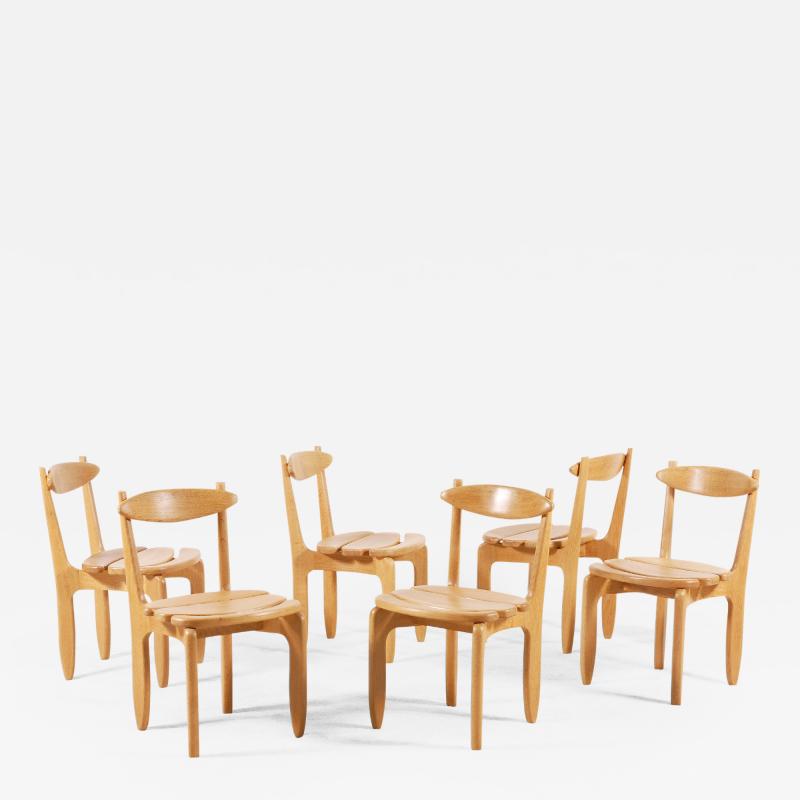 Guillerme et Chambron Guillerme and Chambron Set of 6 Thierry Dining Chairs for Votre Maison 1960