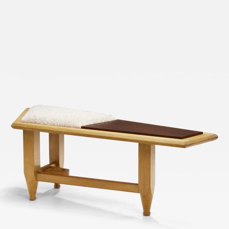 Guillerme et Chambron Guillerme et Chambron Bench with Wood Tile and Upholstery France 20th Century