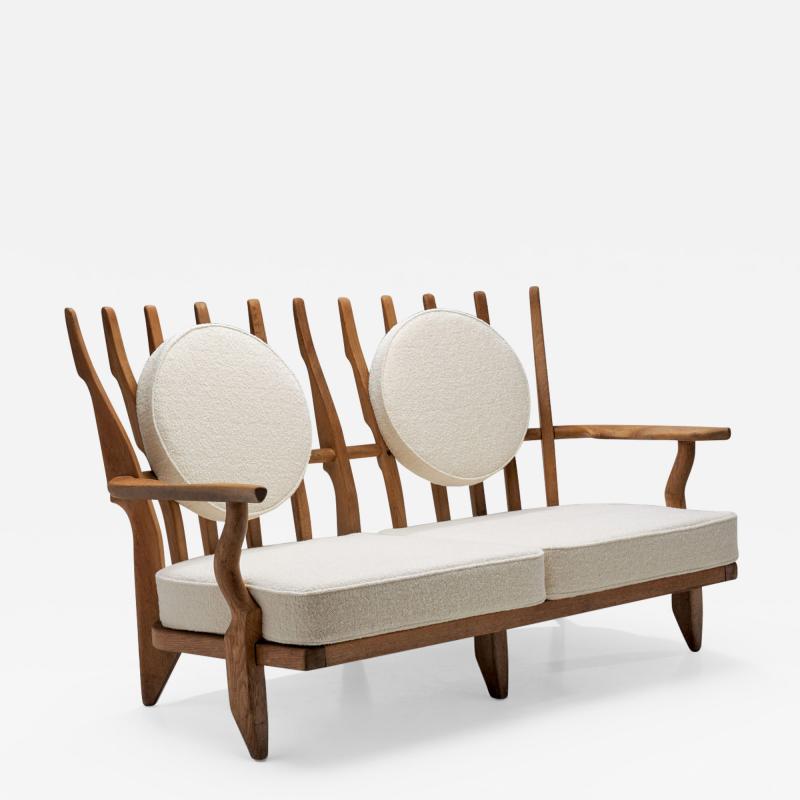Guillerme et Chambron Guillerme et Chambron Grand Repos Sofa with Two Round Cushions France 1950s
