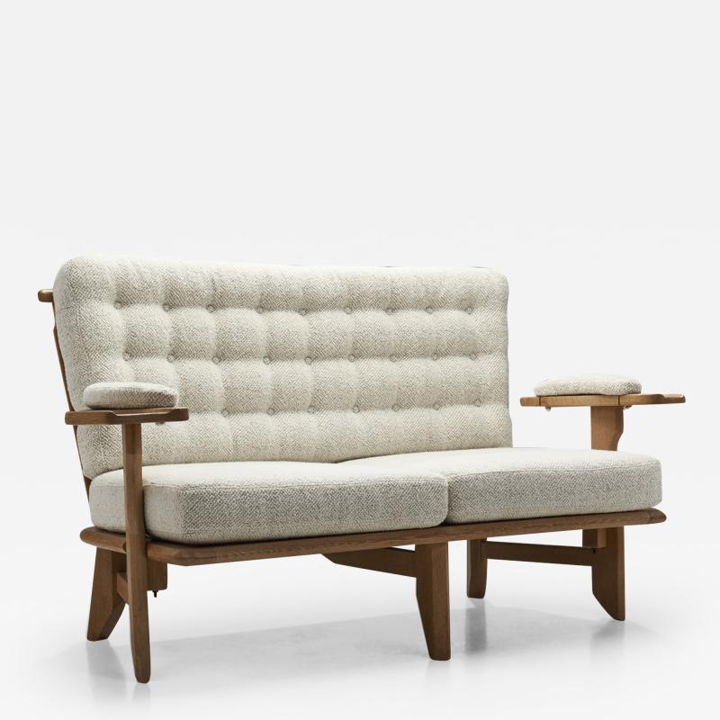 Guillerme et Chambron Guillerme et Chambron Sculpted Oak Two Seater Sofa France 1960s